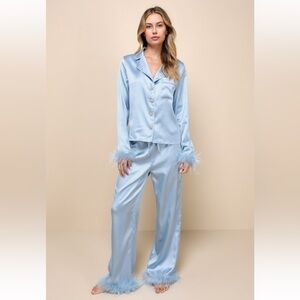 Lulu's Light Blue Satin Pajama Set